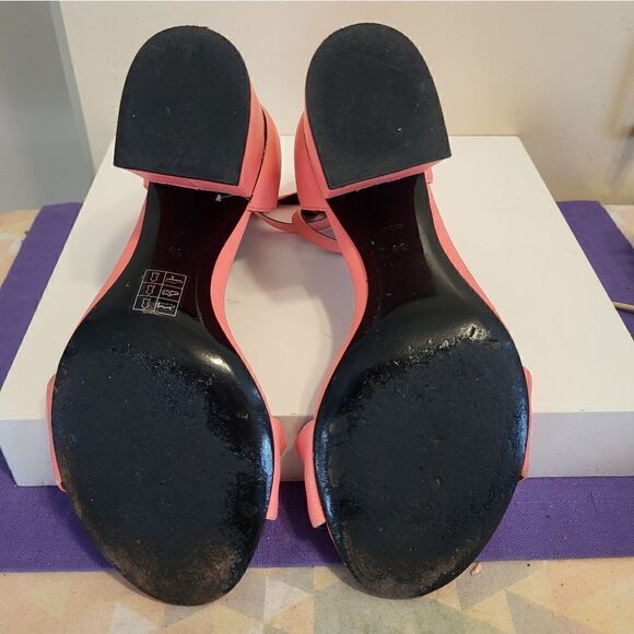 Alexander Wang "Abby" Flou Coral Leather Notch Cut Out Heel Sandals Sz 9/39 $675 - Picture 8 of 9